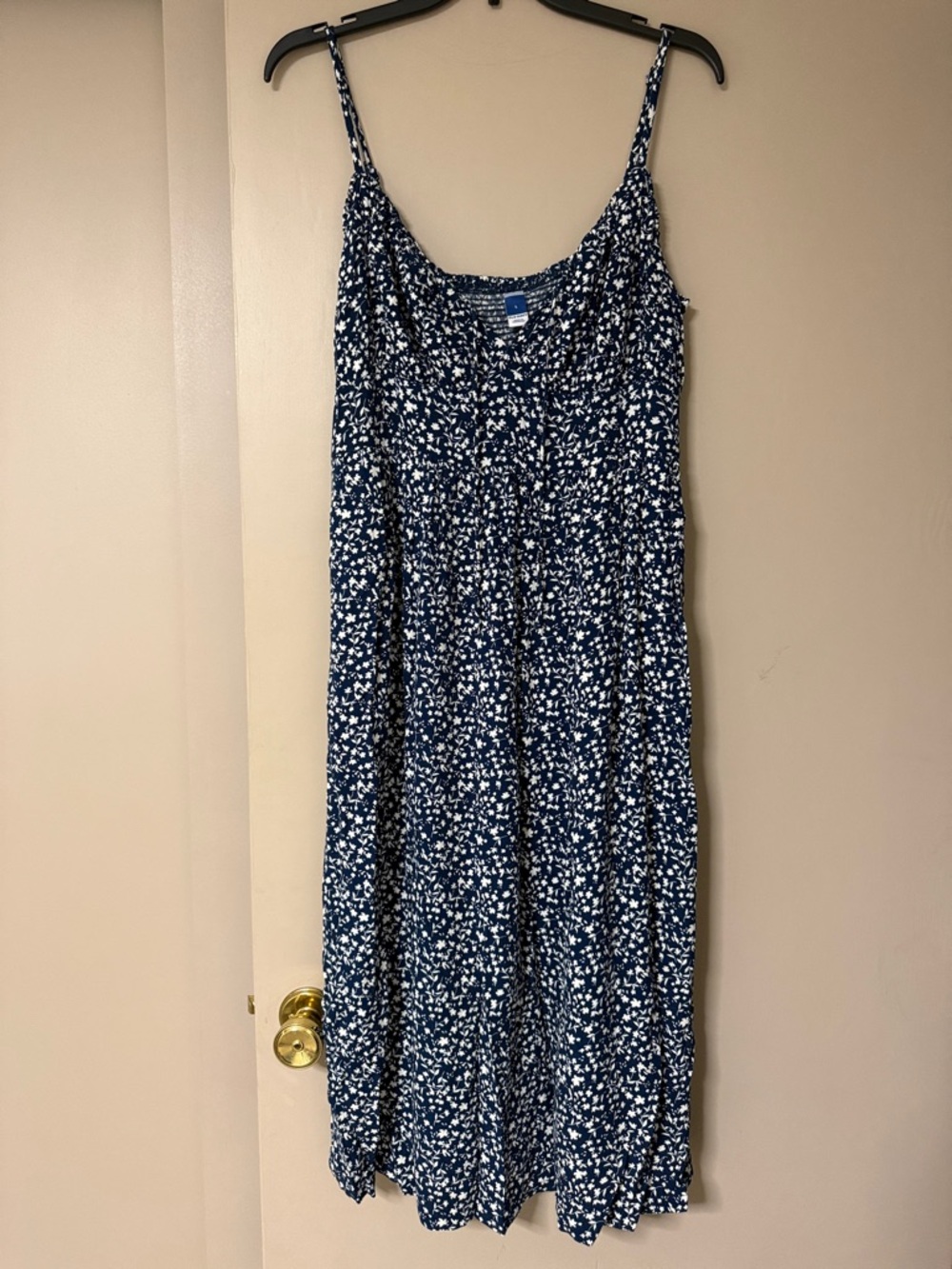 Old Navy Navy Blue and White Floral Midi Dress